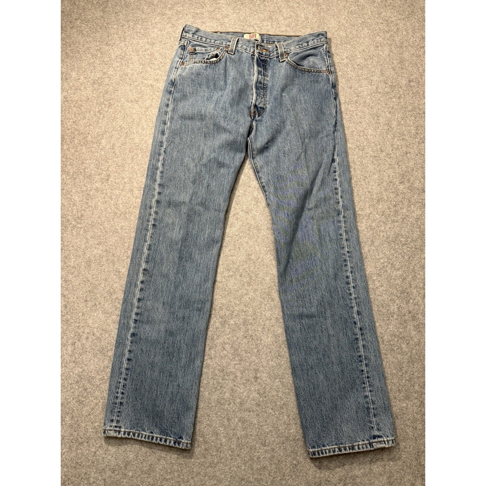 Vintage Levis 501 Jeans Mens 34x34 Light Wash Straight Leg Button Fly 100% Cott